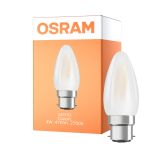 Osram LED B22D Kynttilä Filament Matta 4W 470lm - 827 Erittäin Lämmin Valkoinen | Korvaa 40W