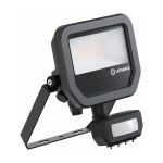 Ledvance LED Valonheitin Aluminium Musta 8W 1200lm 100D - 840 Kylmä Valkoinen | IP65 - Liike- Ja Valotunnistin - Symmetrinen