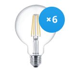 Monipakkaus 6x Philips Corepro LED Globe E27 Filament Kirkas 95mm 7W 806lm - 827 Erittäin Lämmin Valkoinen | Korvaa 60W