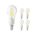 Monipakkaus 5x Calex Smart Tuya Wifi E14 Pallo 4.5W 450lm - 818-830 Säädettävä Valkoinen | Himmennettävä - Korvaa 40W 