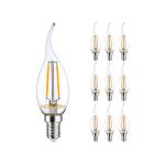 Monipakkaus 10x Noxion Lucent LED E14 Kalteva kärki Kynttilä Filament Kirkas 2.5W 250lm - 827 Erittäin Lämmin Valkoinen | Korvaa 25W