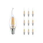 Monipakkaus 10x Noxion Lucent LED E14 Kalteva kärki Kynttilä Filament Kirkas 4.5W 470lm - 827 Erittäin Lämmin Valkoinen | Himmennettävä - Korvaa 40W