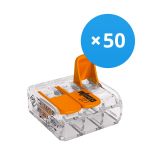 Monipakkaus 50x Wago 221-413 Ruuviliitin Liitoskappale| 3 Lanka Yhteys