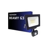 Noxion LED Valonheitin Beamy G3.1 Musta 30W 3300lm 110D - 840 Kylmä Valkoinen | IP44 - Liike- ja Valotunnistin - Symmetrinen 