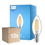 Monipakkaus 10x Philips Corepro LED Kynttilä E14 Filament Kirkas 6.5W 806lm - 827 Erittäin Lämmin Valkoinen | Korvaa 60W