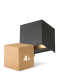 Monipakkaus 4x D'Lite Seinävalaisin Elingen Musta Up & Down 4.9W 480lm - 830 Lämmin Valkoinen | IP65