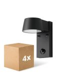 Monipakkaus 4x D'Lite Seinävalaisin Lira Musta 7W 600lm 830 Lämmin Valkoinen | IP54 - Liiketunnistin
