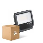 Monipakkaus 6x Ledvance LED Valonheitin Aluminium Musta 41W 5500lm 100D - 830 Lämmin Valkoinen | IP66 - Symmetrinen