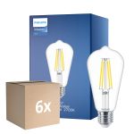 Monipakkaus 6x Philips MASTER Value LED Lamppu E27 Edison Filament Kirkas 5.9W 806lm - 927 Erittäin Lämmin Valkoinen | Paras Värintoisto - Korvaa 60W