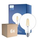 Monipakkaus 6x Philips MASTER Value LED Globe E27 120mm Filament Kirkas 5.9W 806lm - 927 Erittäin Lämmin Valkoinen | Paras Värintoisto - Korvaa 60W