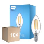 Monipakkaus 10x Philips Corepro LED Kynttilä E14 Filament Kirkas 6.5W 806lm - 840 Kylmä Valkoinen | Korvaa 60W