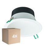 Monipakkaus 4x Philips LED Alasvalo Coreline DN142B Aluminium Valkoinen 9.8W 1200lm 60D - 840 Kylmä Valkoinen | Odetnij 155mm - IP20 - Valkoinen Heijastin