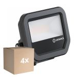 Monipakkaus 4x Ledvance LED Valonheitin Aluminium Musta 8W 1200lm 100D - 840 Kylmä Valkoinen | IP66 - Symmetrinen