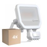 Monipakkaus 4x Ledvance LED Valonheitin Aluminium Valkoinen 17W 2200lm 100D - 830 Lämmin Valkoinen | IP65 - Liike- Ja Valotunnistin - Symmetrinen