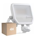 Monipakkaus 4x Ledvance LED Valonheitin Aluminium Valkoinen 41W 6000lm 100D - 840 Kylmä Valkoinen | IP65 - Liike- Ja Valotunnistin - Symmetrinen
