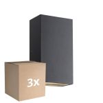 Monipakkaus 3x Nordlux Rold Seinävalaisin Metalli- Musta  10.5W 350lm - 830 Lämmin Valkoinen