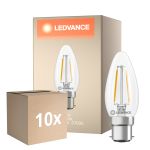 Monipakkaus 10x Ledvance Classic LED B22 Kynttilä Filament Kirkas 1.8W 250lm - 827 Erittäin Lämmin Valkoinen | Korvaa 25W