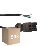 Monipakkaus 50x Noxion GST - Yhteensopiva Virtajohto Musta - Uros + Avoimet päät - 3m - 3 pole 0,75mm2