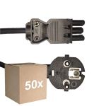 Monipakkaus 50x Noxion GST-Yhteensopiva Virtajohto - Nainen + Schuko Europlug - Musta 5m - 3 pole 0.75mm2