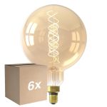 Monipakkaus 6x Calex XXL Mega Kulta Globe LED E27 G200 Filament 3W 250lm- 822 Erittäin Lämmin Valkoinen | Himmennettävä