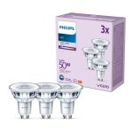 Monipakkaus 3x Philips LED Kohdevalaisin GU10 PAR16 5W 390lm 36D - 840 Kylmä Valkoinen