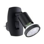 Eglo Seinävalaisin Parrini Lamp   Pistoke Musta 4.5W 345lm - 830 Lämmin Valkoinen | IP20 - Sis. 1x GU10