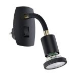 Eglo Seinävalaisin Parrini Lamp   Pistoke Musta 4.5W 345lm - 830 Lämmin Valkoinen | IP20 - Sis. 1x GU10