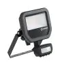 Ledvance LED Valonheitin Aluminium Musta 8W 1200lm 100D - 840 Kylmä Valkoinen | IP65 - Liike- Ja Valotunnistin - Symmetrinen