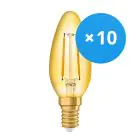 Monipakkaus 10x Ledvance Vintage 1906 LED E14 Kynttilä Kulta 1.5W 120lm - 824 Erittäin Lämmin Valkoinen | Korvaa 15W