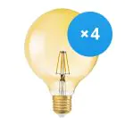 Monipakkaus 4x Ledvance Vintage 1906 LED E27 Kulta 4W 410lm - 824 Erittäin Lämmin Valkoinen | Korvaa 40W
