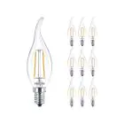 Monipakkaus 10x Philips Corepro LED Kynttilä E14 Kalteva kärki Filament Kirkas 2W 250lm - 827 Erittäin Lämmin Valkoinen | Korvaa 25W