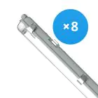 Monipakkaus 8x Noxion LED Loisteputkivalaisimet Vedenkestävä Kotelo Poseidon V2.0 | Sopii 2x120cm LED Putki