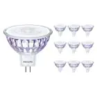 Monipakkaus 10x Philips Master Value LED Kohdevalaisin GU5.3 MR16 7.5W 621lm 60D - 927 Erittäin Lämmin Valkoinen | Paras Värintoisto - Himmennettävä - Korvaa 50W