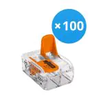 Monipakkaus 100x Wago 221-412 Ruuviliitin Liitoskappale| 2 Lanka Yhteys