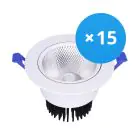 Monipakkaus 15x Bright Choice LED Alasvalo Pyöreä Kallistettava 15W 1200lm 60D - 930 Lämmin Valkoinen | 135mm - Odetnij 110mm - UGR 