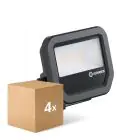 Monipakkaus 4x Ledvance LED Valonheitin Aluminium Musta 8W 1100lm 100D - 830 Lämmin Valkoinen | IP66 - Symmetrinen