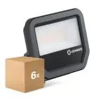 Monipakkaus 6x Ledvance LED Valonheitin Aluminium Musta 17W 2200lm 100D - 830 Lämmin Valkoinen | IP66 - Symmetrinen