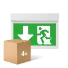 Monipakkaus 4x Noxion LED Hätäpoistumistie | Wall/Kattoasennettu | 3.5W 20lm | 30m Katseluetäisyys - Hätävalaistus 3 Tuntia - Sis. 4 Suunnat