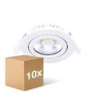 Monipakkaus 10x Noxion LED Kallistettava Slim Kohdevalaisin Valkoinen Pyöreä 6W 350lm 60D - 920-930 Dim To Warm | 85mm - IP54 - Himmennettävä - Paras Värintoisto
