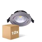 Monipakkaus 10x Noxion LED Kallistettava Slim Kohdevalaisin Hopea Pyöreä 6W 550lm 60D - 927 Erittäin Lämmin Valkoinen | 85mm - IP54 - Himmennettävä - Paras Värintoisto