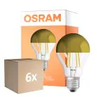 Monipakkaus 6x Osram Classic LED E27 Päärynä Filament Mirror Kulta 4W 400lm - 827 Erittäin Lämmin Valkoinen | Korvaa 35W