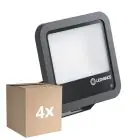 Monipakkaus 4x Ledvance LED Valonheitin Aluminium Musta 69W 10000lm 100D - 840 Kylmä Valkoinen | IP66 - Valotunnistin - Symmetrinen