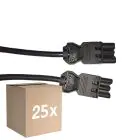 Monipakkaus 25x Noxion GST - Yhteensopiva Jatkojohto Musta - Uros + Nainen - 1m - 3 pole 1,5mm2