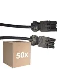 Monipakkaus 50x Noxion GST - Yhteensopiva Jatkojohto Musta - Uros + Nainen - 3m - 3 pole 1,5mm2