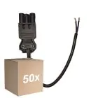 Monipakkaus 50x Noxion GST - Yhteensopiva Virtajohto Musta - Uros + Avoimet päät - 0,3m - 2 pole 0,75mm2