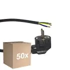 Monipakkaus 50x Noxion Power Virtajohto Musta - Schuko Europlug + Avoimet päät - 5m - 3 pole 0,75mm2