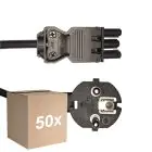 Monipakkaus 50x Noxion GST-Yhteensopiva Virtajohto - Nainen + Schuko Europlug - Musta 1.5m - 3 pole 0.75mm2