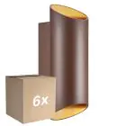 Monipakkaus 6x Nordlux Nico Seinävalaisin Aluminium Ruosteinen Up & Down | IP54 - Sopii 2x GU10