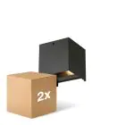 Monipakkaus 2x D'Lite Seinävalaisin Elingen Aluminium Musta Up & Down 4.9W 480lm - 830 Lämmin Valkoinen | IP65 - Valotunnistin