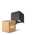 Monipakkaus 4x D'Lite Seinävalaisin Elingen Aluminium Musta Up & Down 4.9W 480lm - 830 Lämmin Valkoinen | IP65 - Valotunnistin